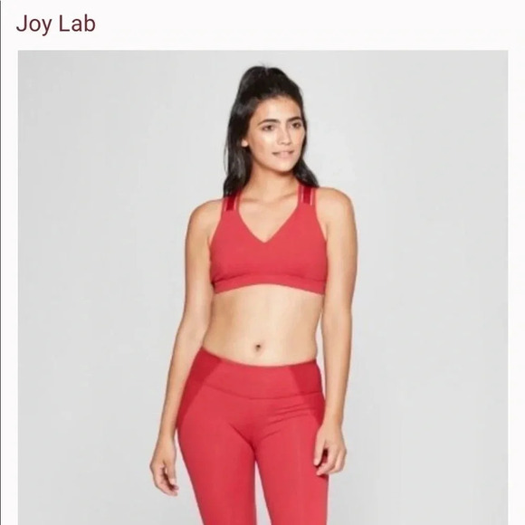 Joy Lab Mulberry Red Criss Cross Back Sports Bra - Picture 1 of 8